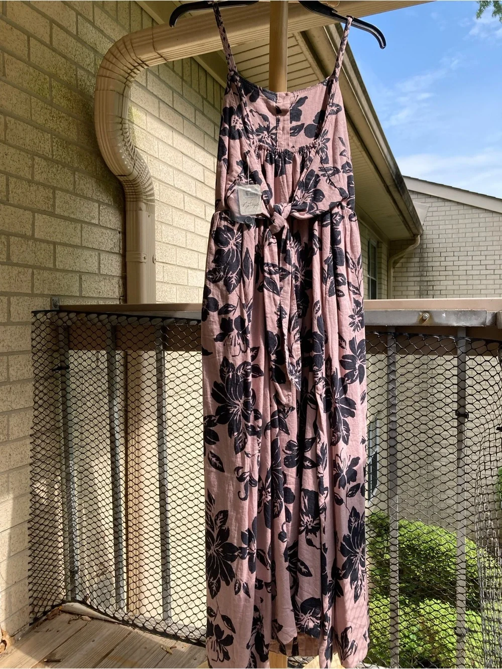 Free People The Perfect Sundress Linen Blend Tropical Floral Button Front Dress